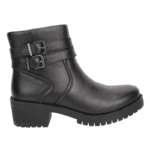 Botín Palm Doble Broche Cuero Negro