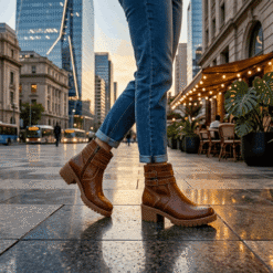 Alternative view of Botín Palm Doble Broche Cuero Marrón